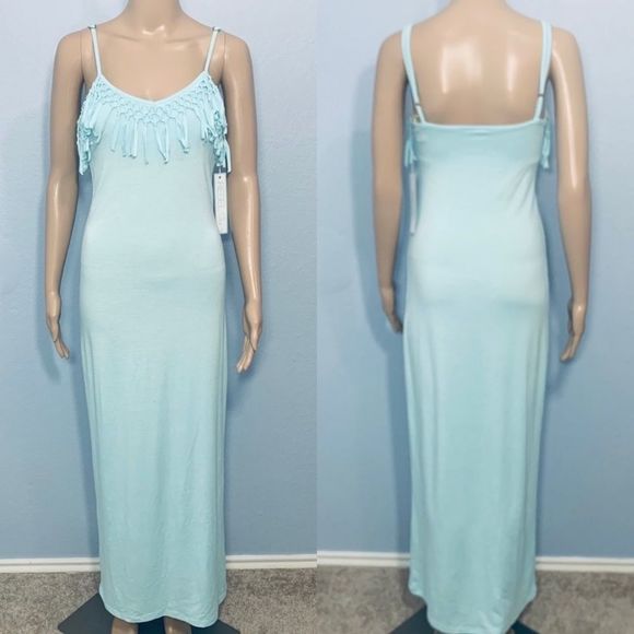 Stain NWT Rebel Sky Fringe Maxi Dress S Bliss Blue - Picture 10 of 16